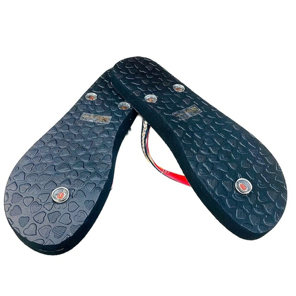 Brighton Red Black Charms Multi Skinny Strap Flat Thong Sandals Flip Out Flops 9 - Picture 4 of 5